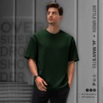 DROP SHOULDER TEE'S - BOTTLE GREEN