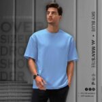 DROP SHOULDER TEE'S - SKY BLUE