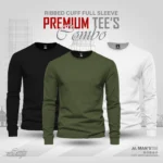Full Sleeve T-shirt Combo - Black, Olive, White