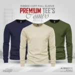 Full Sleeve T-shirt Combo - Navy Blue, Cream, Olive