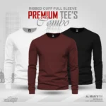 Full Sleeve T-shirt Combo - White, Maroon, Black