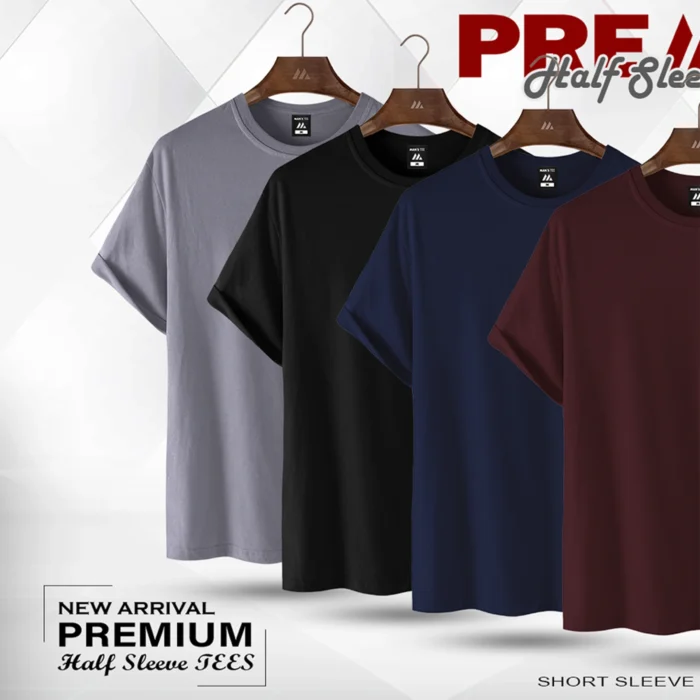 1.webp HALF SLEEVE COMBO - (CHARCOAL, BLACK, NAVY, MAROON) - Image 1