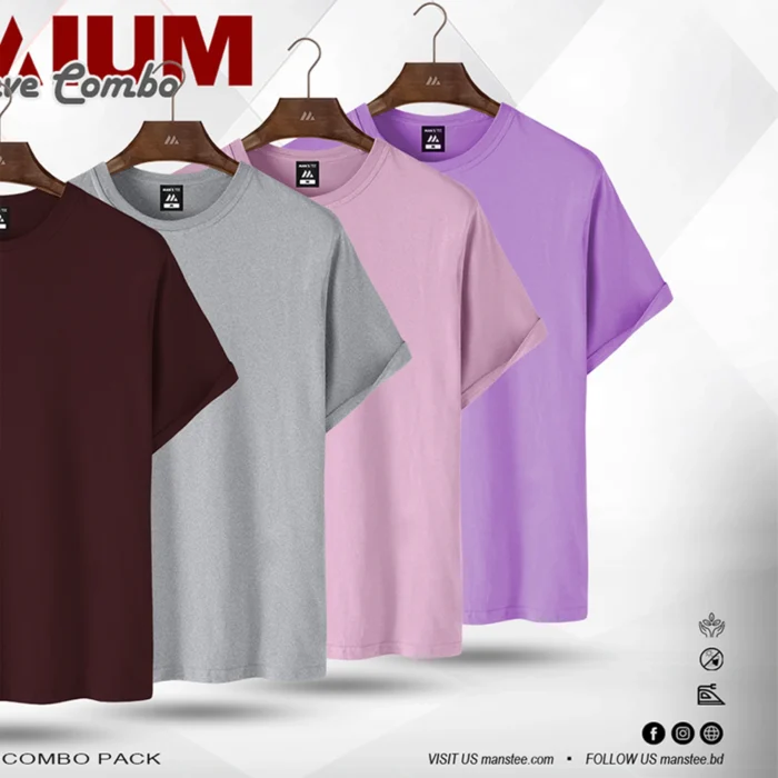 HALF SLEEVE COMBO - (MAROON, ASH, BABY PINK, LAVENDER) - Image 1