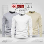 Full Sleeve T-shirt Combo Pack- Ash, White, Cream