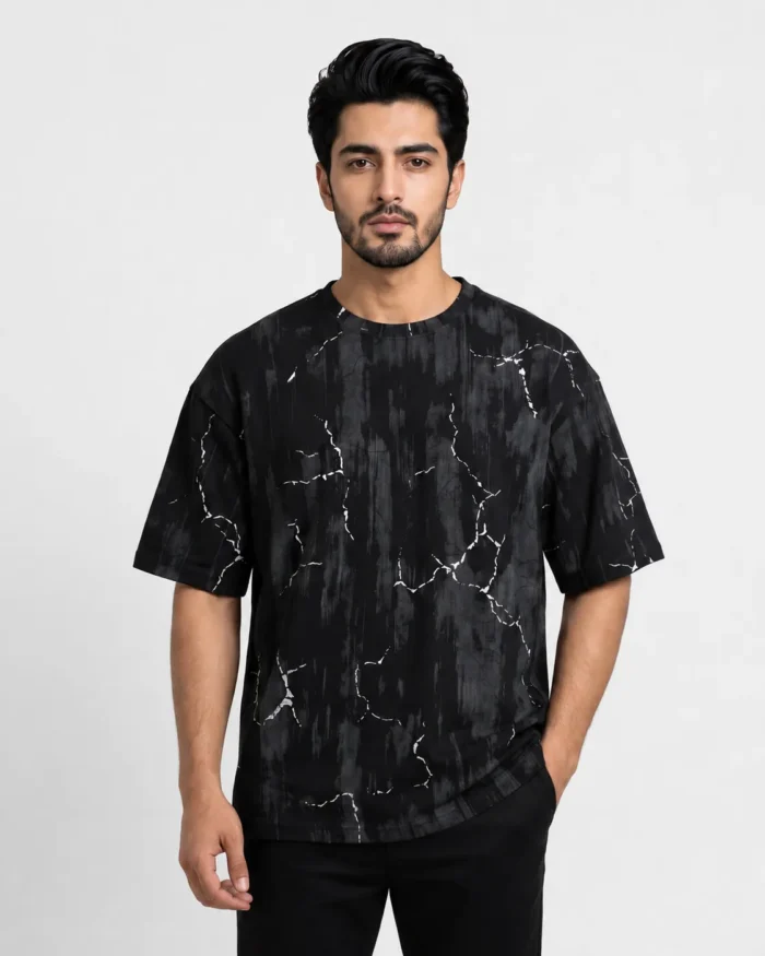 Black 1 Thunder Light Drop Shoulder T-Shirt – Premium Oversized Fit - Image 1