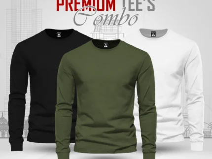 Full Sleeve T-shirt Combo - Black, Olive, White