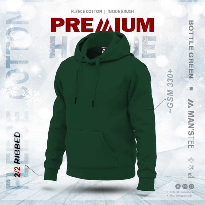 Bottle-Green.png PREMIUM SOLID HOODIE - BOTTLE GREEN - Image 1