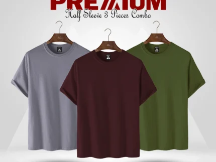 HALF SLEEVE COMBO - (CHARCOAL, MAROON, OLIVE)