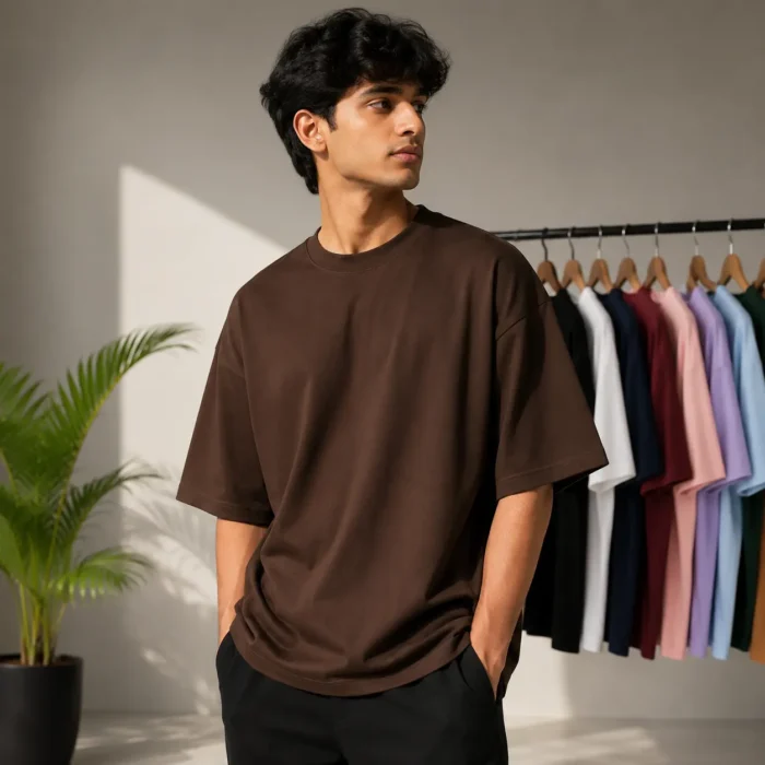 Coffee Drop Shoulder T-Shirt - Coffee - Image 1
