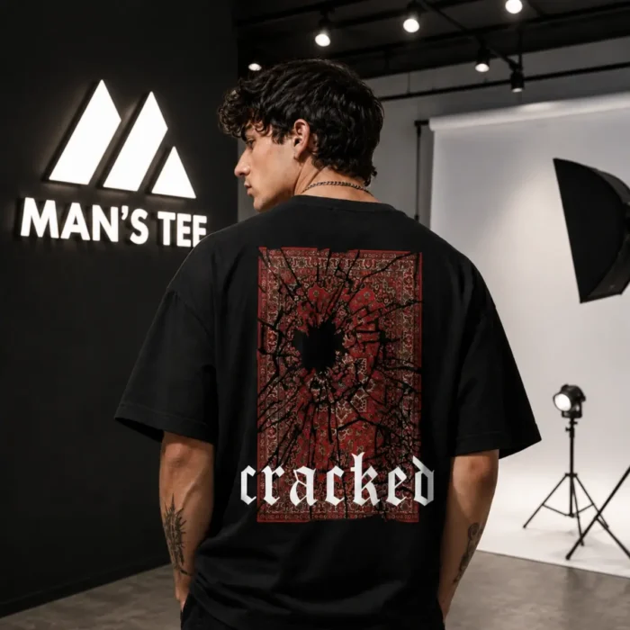 Crack-1x1 Cracked Oversized Drop Shoulder T-Shirt - Image 1