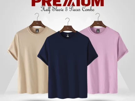 HALF SLEEVE COMBO - (CREAM, NAVY BLUE, BABY PINK)