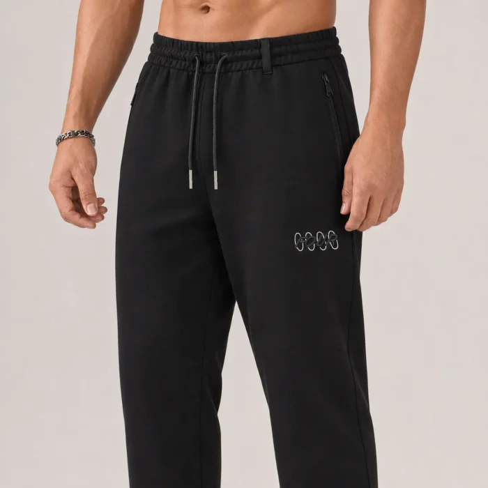 FOUR Embroidered Joggers – Deep Black - Image 2