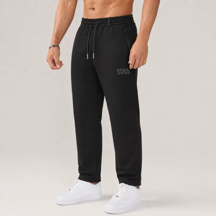 FOUR (3) FOUR Embroidered Joggers – Deep Black - Image 1