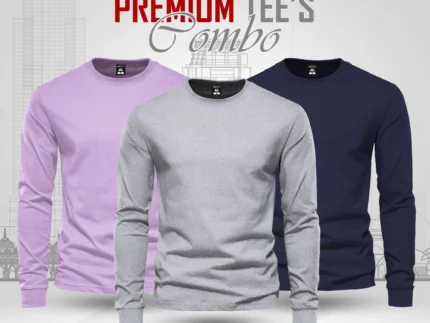 Full Sleeve T-shirt Combo - Lavender, Ash, Navy