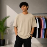 Drop Shoulder T-Shirt - Light Brown