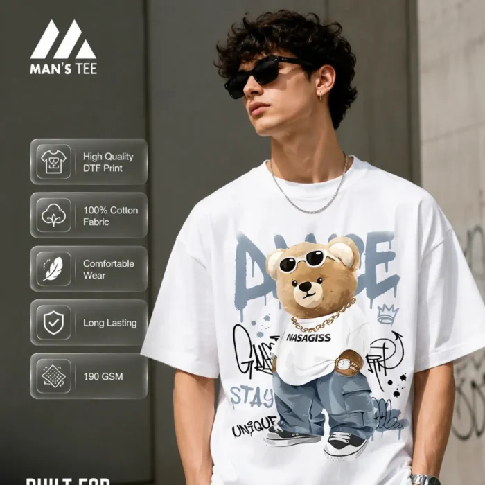 Street Bear Street Bear Oversized Drop Shoulder T-Shirt - Image 1