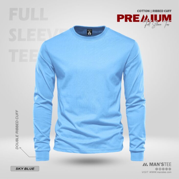 FULL SLEEVE TEE’S – SKY BLUE - Image 1