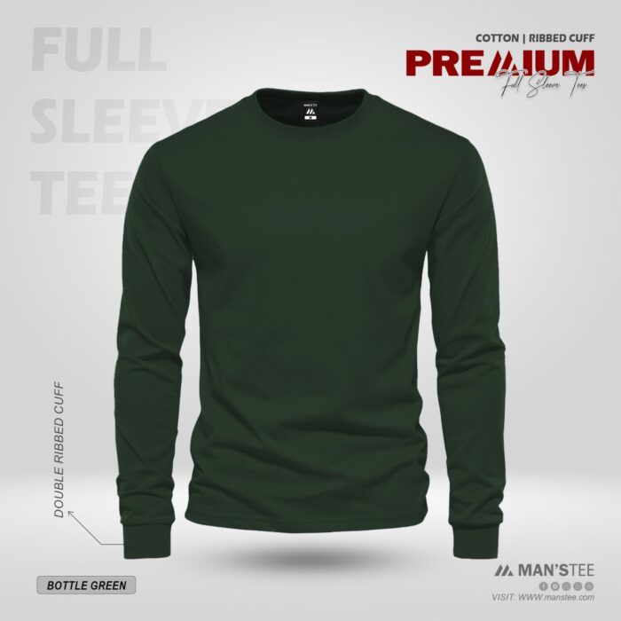 FULL SLEEVE TEE'S – BOTTLE GREEN - Image 1