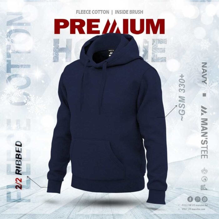 PREMIUM SOLID HOODIE - NAVY BLUE - Image 1
