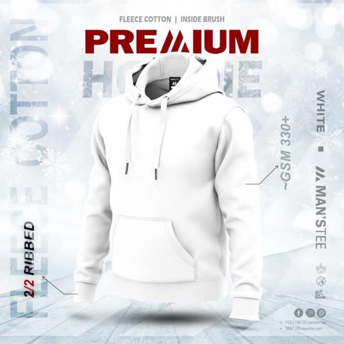 PREMIUM SOLID HOODIE - WHITE - Image 1