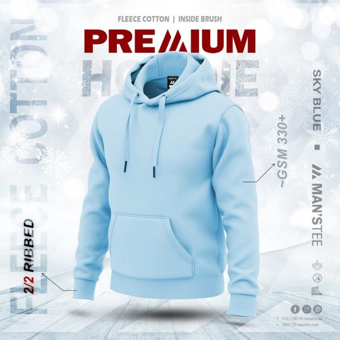 PREMIUM SOLID HOODIE - SKY BLUE - Image 1