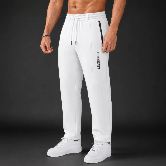 White Full LEVEL UP Premium Textured Joggers - Image 1