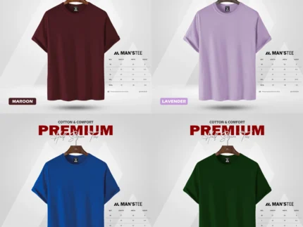 HALF SLEEVE COMBO - (MAROON, LAVENDER, ROYAL BLUE, BOTTLE GREEN)