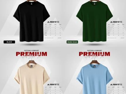 HALF SLEEVE COMBO - (BLACK, BOTTLE GREEN, CREAM, SKY BLUE)