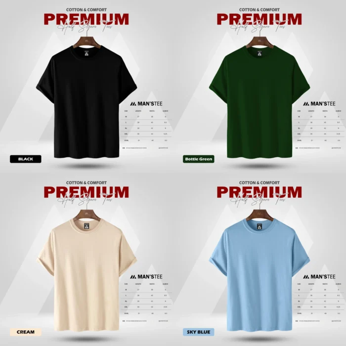 retouch_2026022501070290-scaled-1.webp HALF SLEEVE COMBO - (BLACK, BOTTLE GREEN, CREAM, SKY BLUE) - Image 1