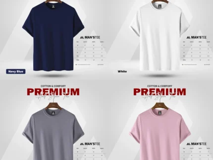 HALF SLEEVE COMBO - (NAVY, WHITE, CHARCOAL, BABY PINK)