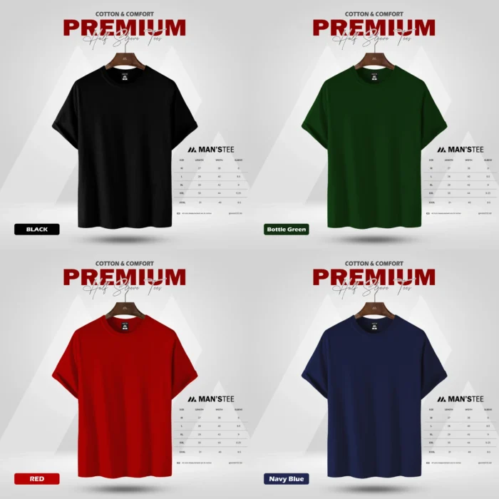 HALF SLEEVE COMBO - (BLACK, GREEN, RED, NAVY) - Image 1