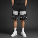 Premium Black Christian Dior Print Shorts