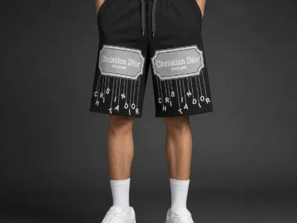 Premium Black Christian Dior Print Shorts