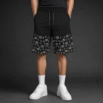 Premium Black Monogram Print Shorts