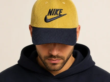 Premium Two-Tone Corduroy Cap – Mustard & Black