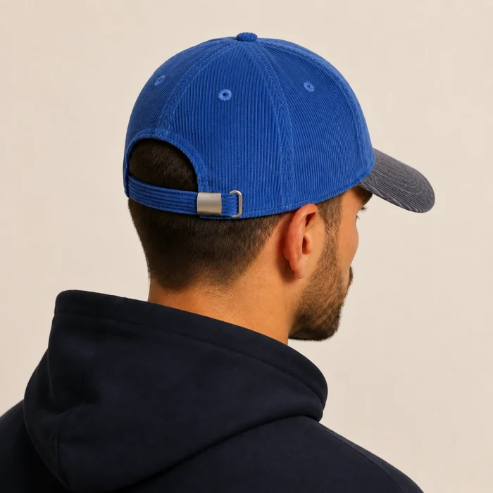 Premium Two-Tone Corduroy Cap – Navy & Charcoal - Image 4