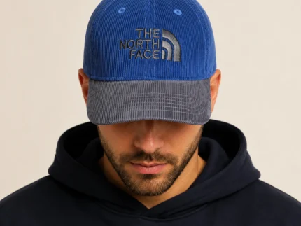Premium Two-Tone Corduroy Cap – Navy & Charcoal