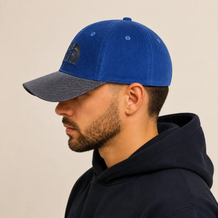 Premium Two-Tone Corduroy Cap – Navy & Charcoal - Image 3